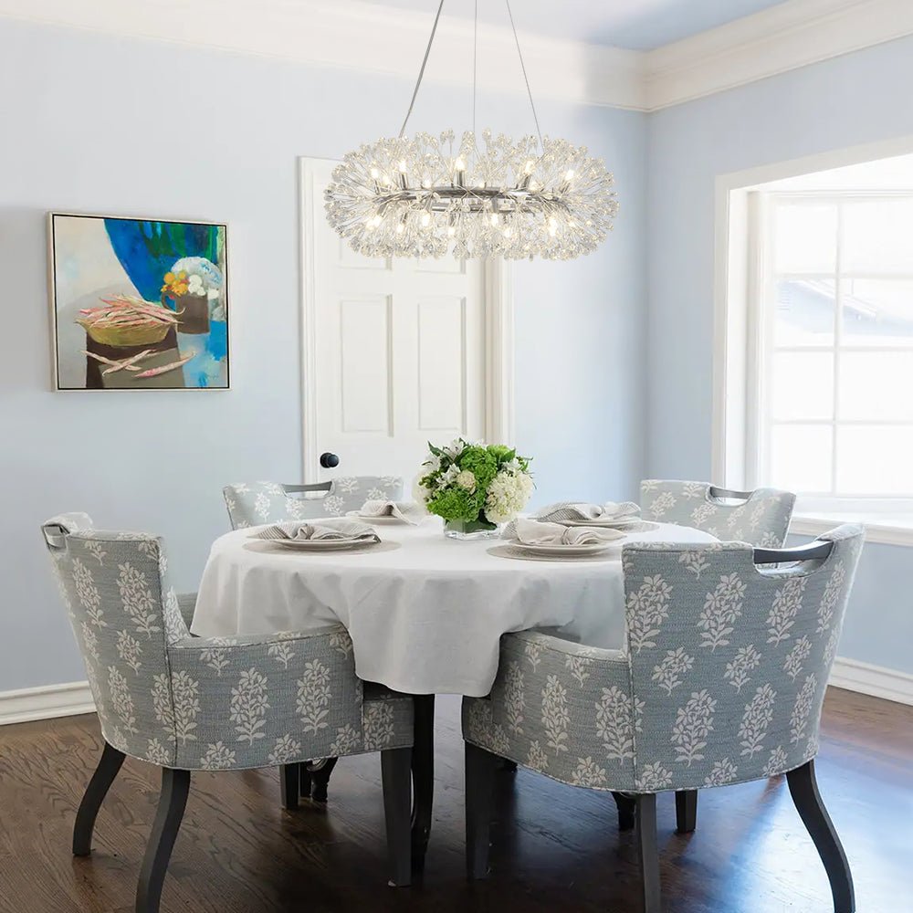 Pendantlightie - Blossom 20 - Light Large Floral Crystal Round Dandelion Chandelier - Chandeliers - Chrome -