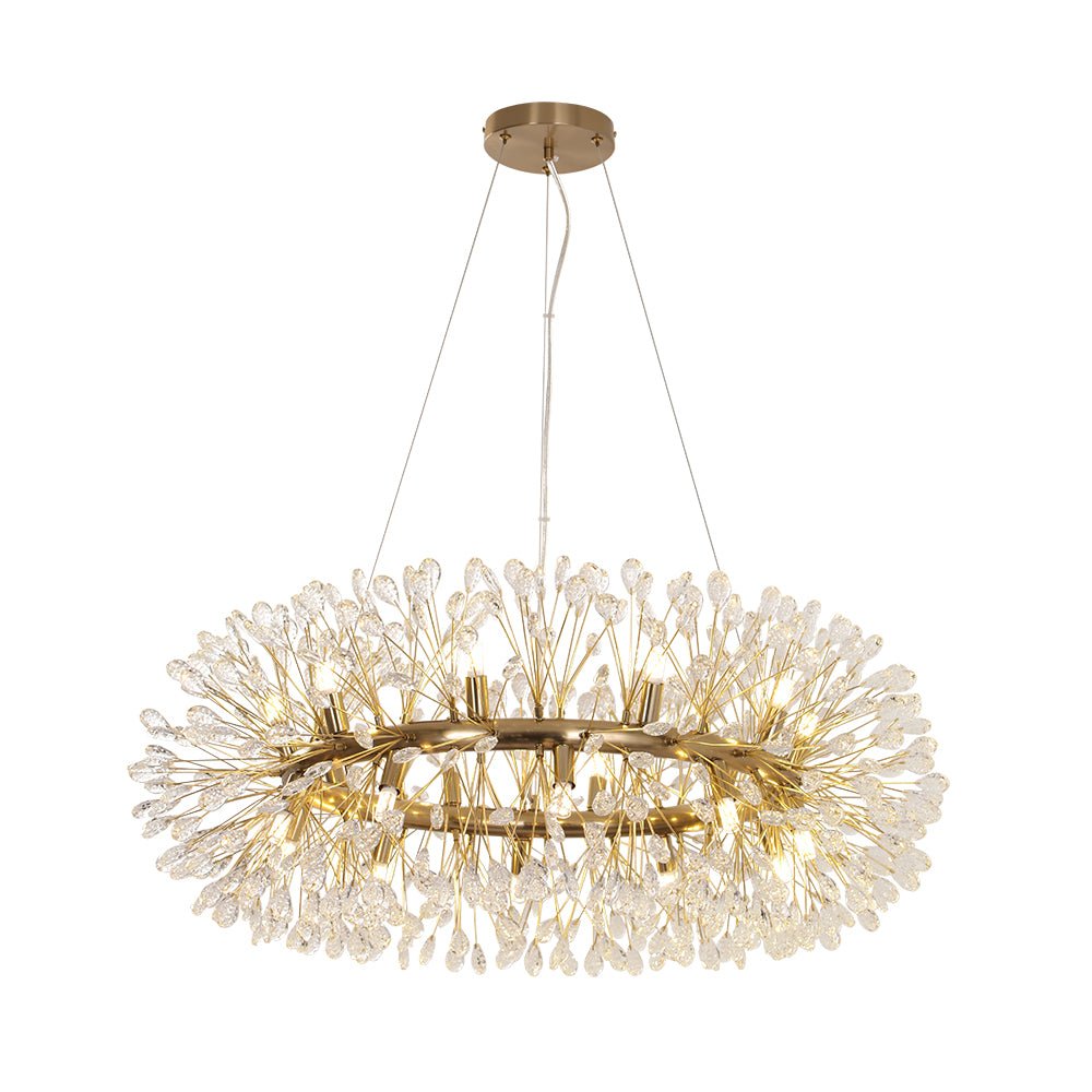 Pendantlightie - Blossom 20 - Light Large Floral Crystal Round Dandelion Chandelier - Chandeliers - Chrome -