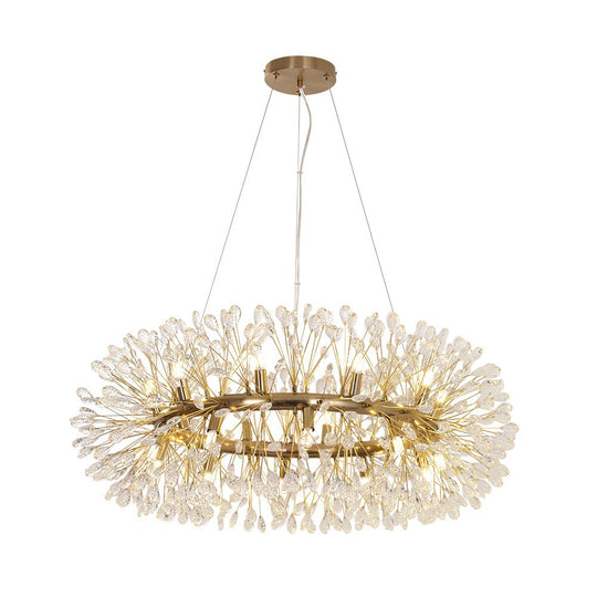 Pendantlightie - Blossom 20 - Light Large Floral Crystal Round Dandelion Chandelier - Chandeliers - Chrome -