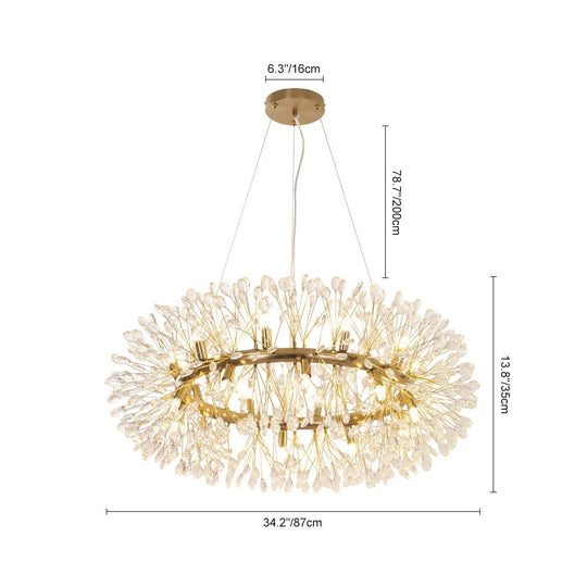 Pendantlightie - Blossom 20 - Light Large Floral Crystal Round Dandelion Chandelier - Chandeliers - Chrome -