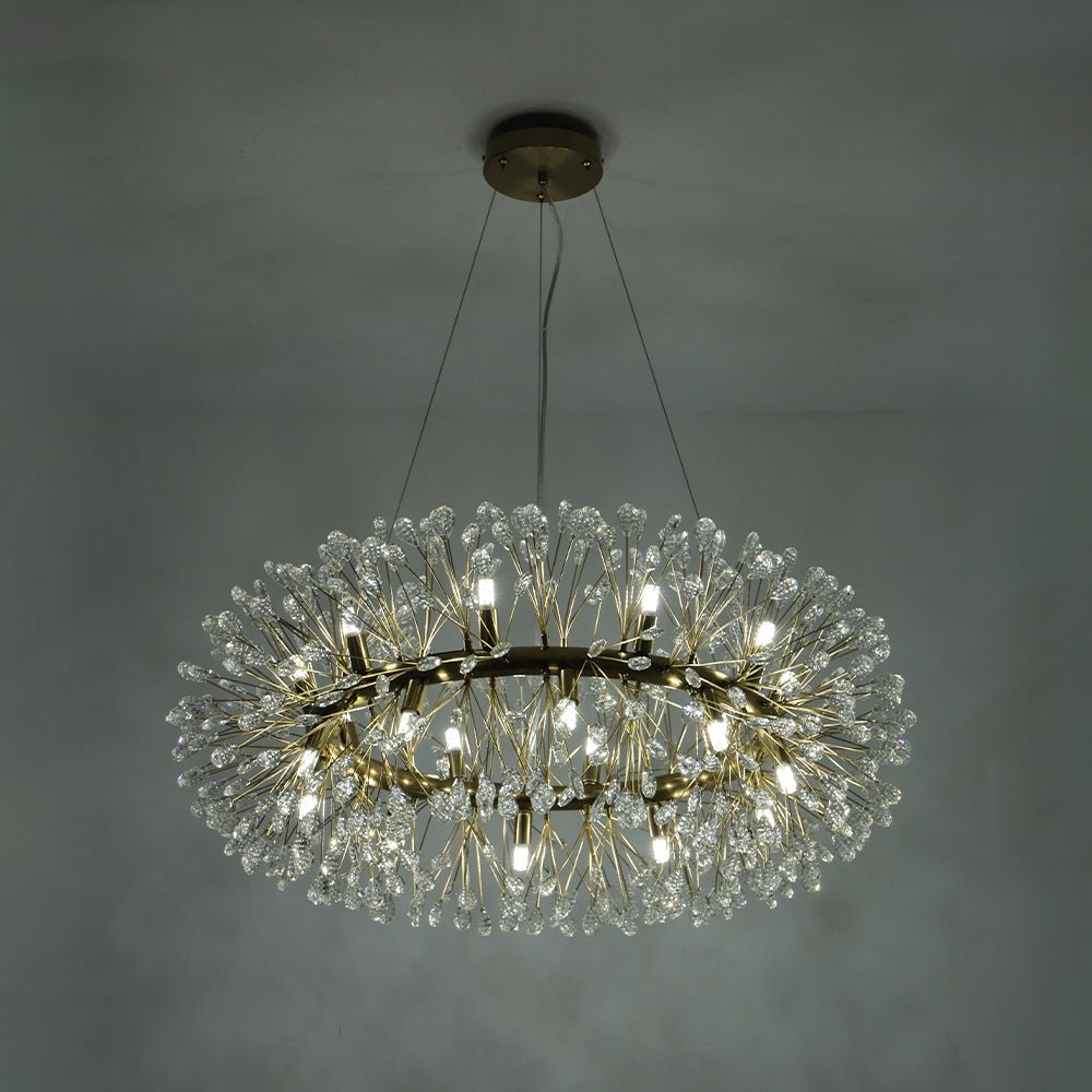 Pendantlightie - Blossom 20 - Light Large Floral Crystal Round Dandelion Chandelier - Chandeliers - Chrome -
