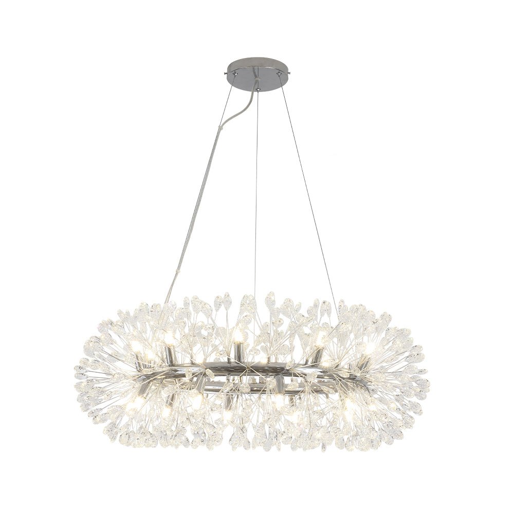 Pendantlightie - Blossom 20 - Light Large Floral Crystal Round Dandelion Chandelier - Chandeliers - Chrome -