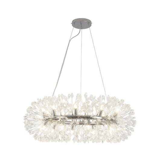 Pendantlightie - Blossom 20 - Light Large Floral Crystal Round Dandelion Chandelier - Chandeliers - Chrome -
