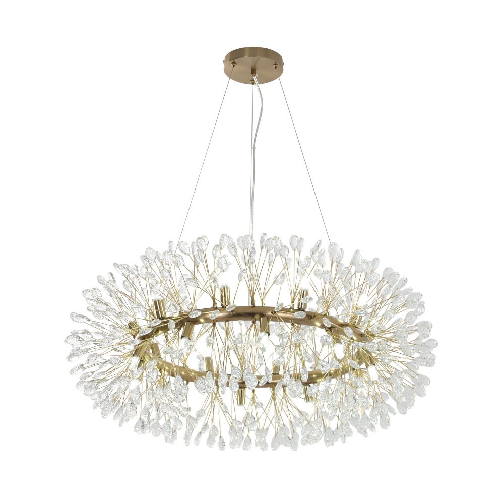 Pendantlightie - Blossom 20 - Light Large Floral Crystal Round Dandelion Chandelier - Chandeliers - Chrome -