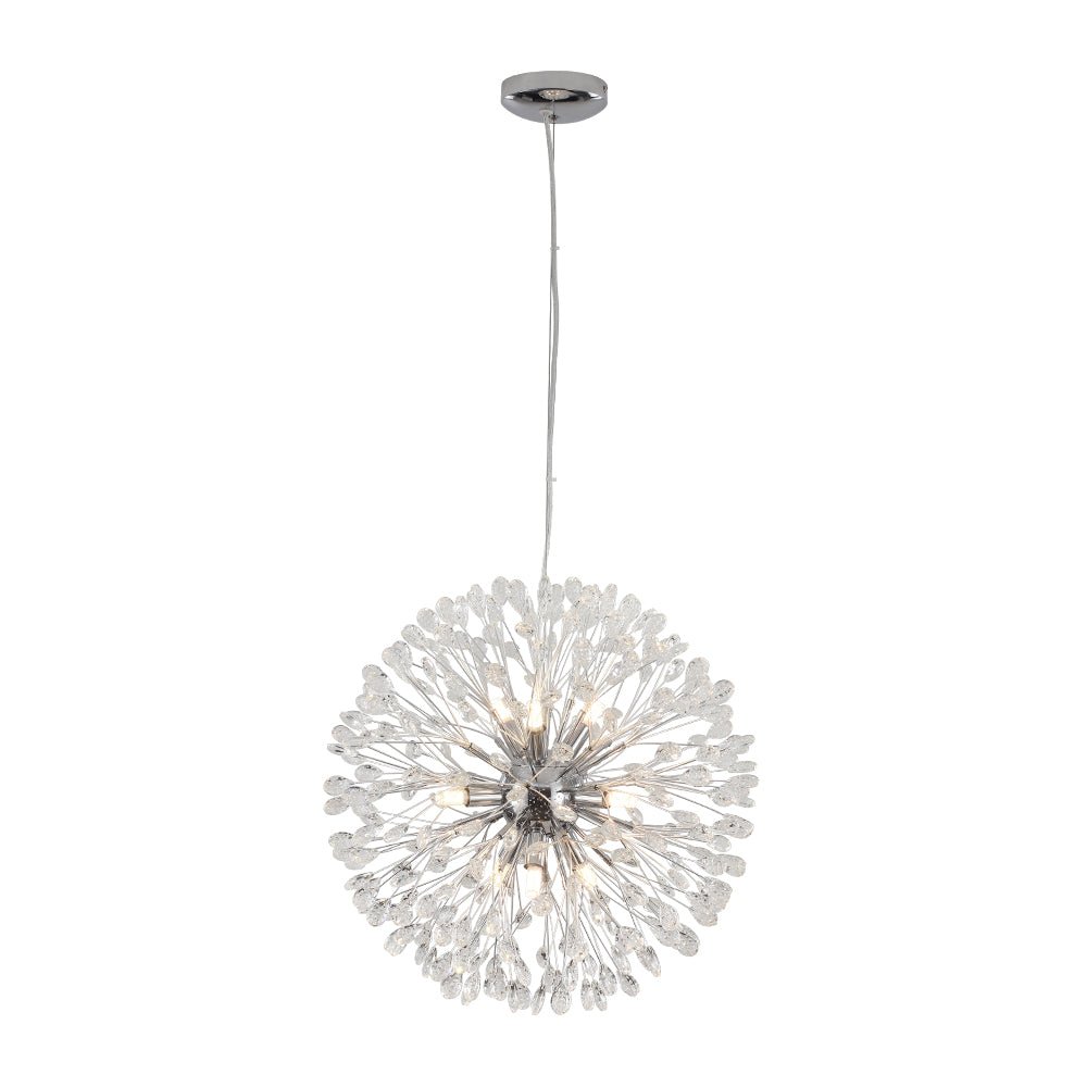 Pendantlightie - Blossom 9 - Light Floral Firework Crystal Dandelion Round Chandelier - Chandeliers - Chrome -