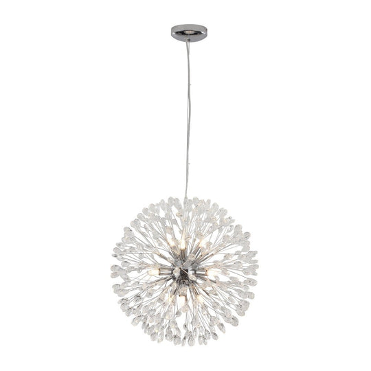 Pendantlightie - Blossom 9 - Light Floral Firework Crystal Dandelion Round Chandelier - Chandeliers - Chrome -