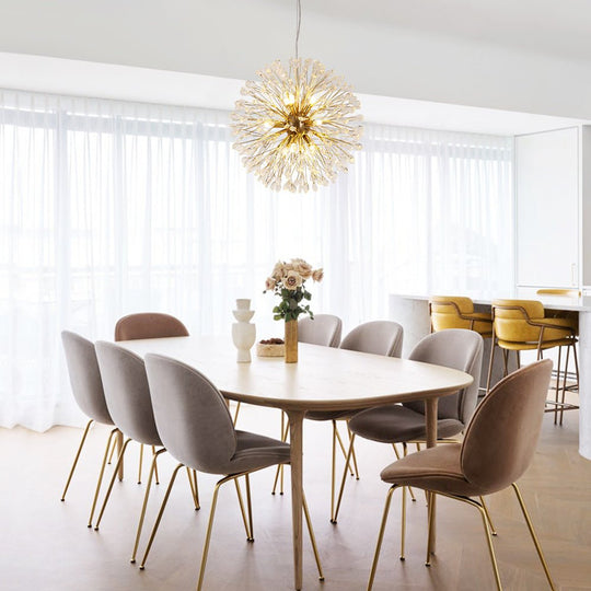 Pendantlightie - Blossom 9 - Light Floral Firework Crystal Dandelion Round Chandelier - Chandeliers - Chrome -