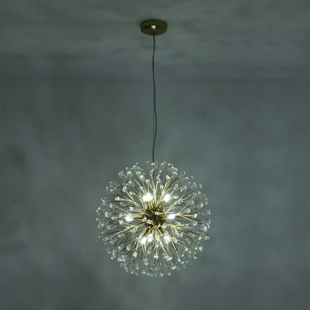 Pendantlightie - Blossom 9 - Light Floral Firework Crystal Dandelion Round Chandelier - Chandeliers - Chrome -