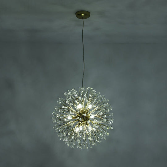 Pendantlightie - Blossom 9 - Light Floral Firework Crystal Dandelion Round Chandelier - Chandeliers - Chrome -