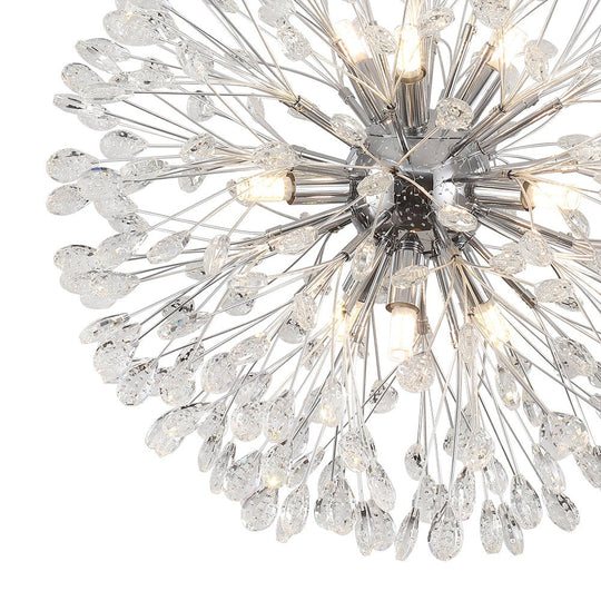 Pendantlightie - Blossom 9 - Light Floral Firework Crystal Dandelion Round Chandelier - Chandeliers - Chrome -