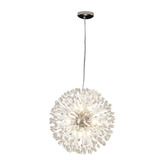 Pendantlightie - Blossom 9 - Light Floral Firework Crystal Dandelion Round Chandelier - Chandeliers - Chrome -