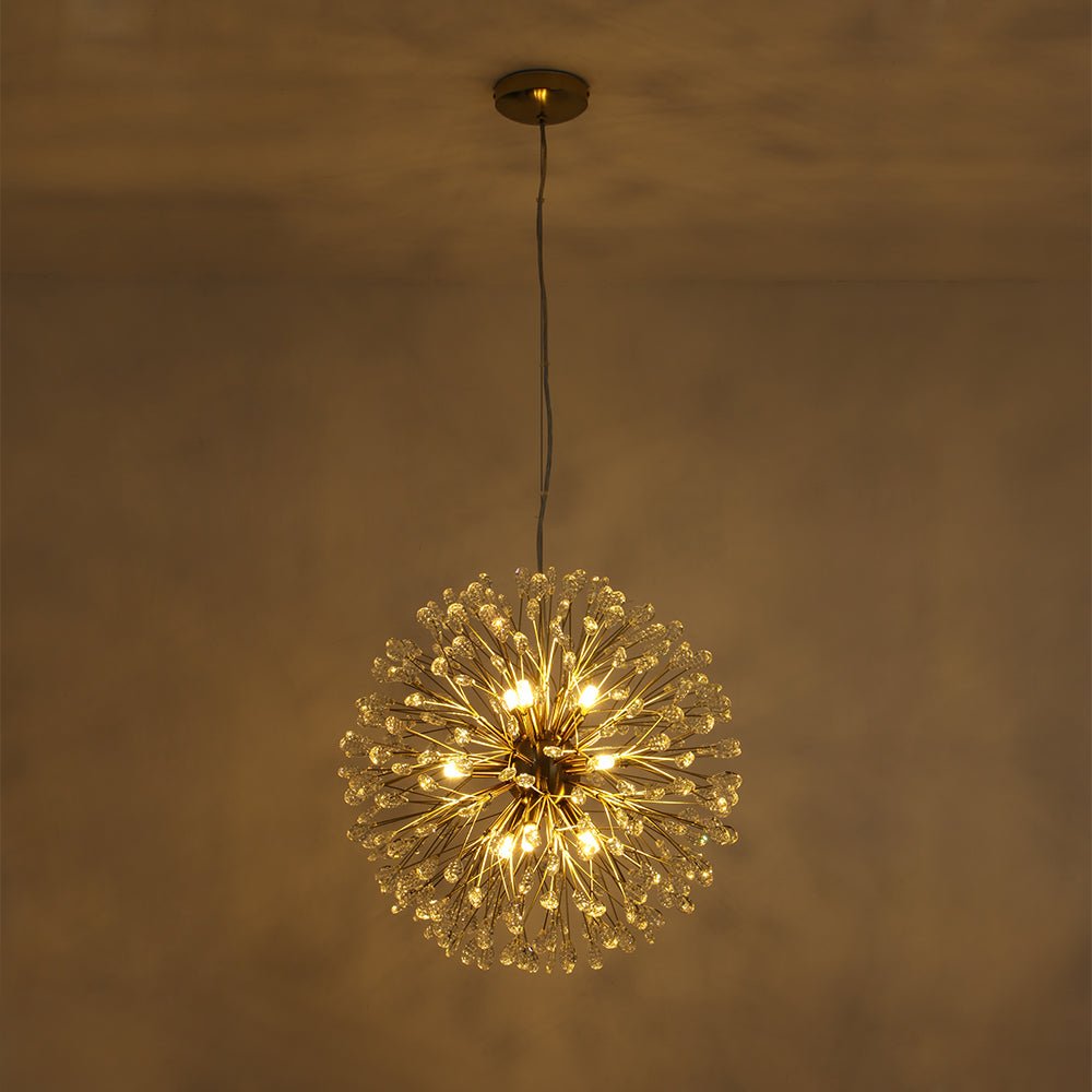 Pendantlightie - Blossom 9 - Light Floral Firework Crystal Dandelion Round Chandelier - Chandeliers - Chrome -