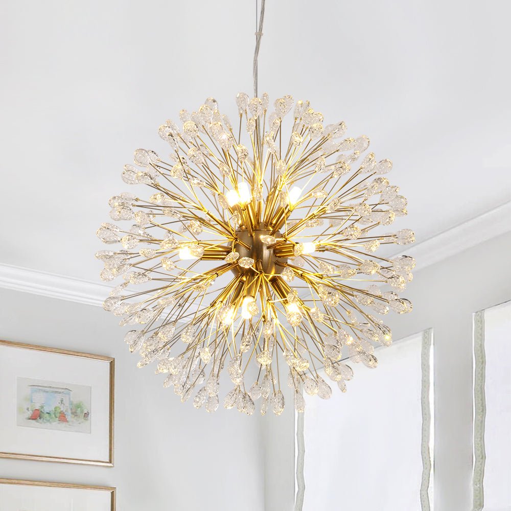 Pendantlightie - Blossom 9 - Light Floral Firework Crystal Dandelion Round Chandelier - Chandeliers - Gold -