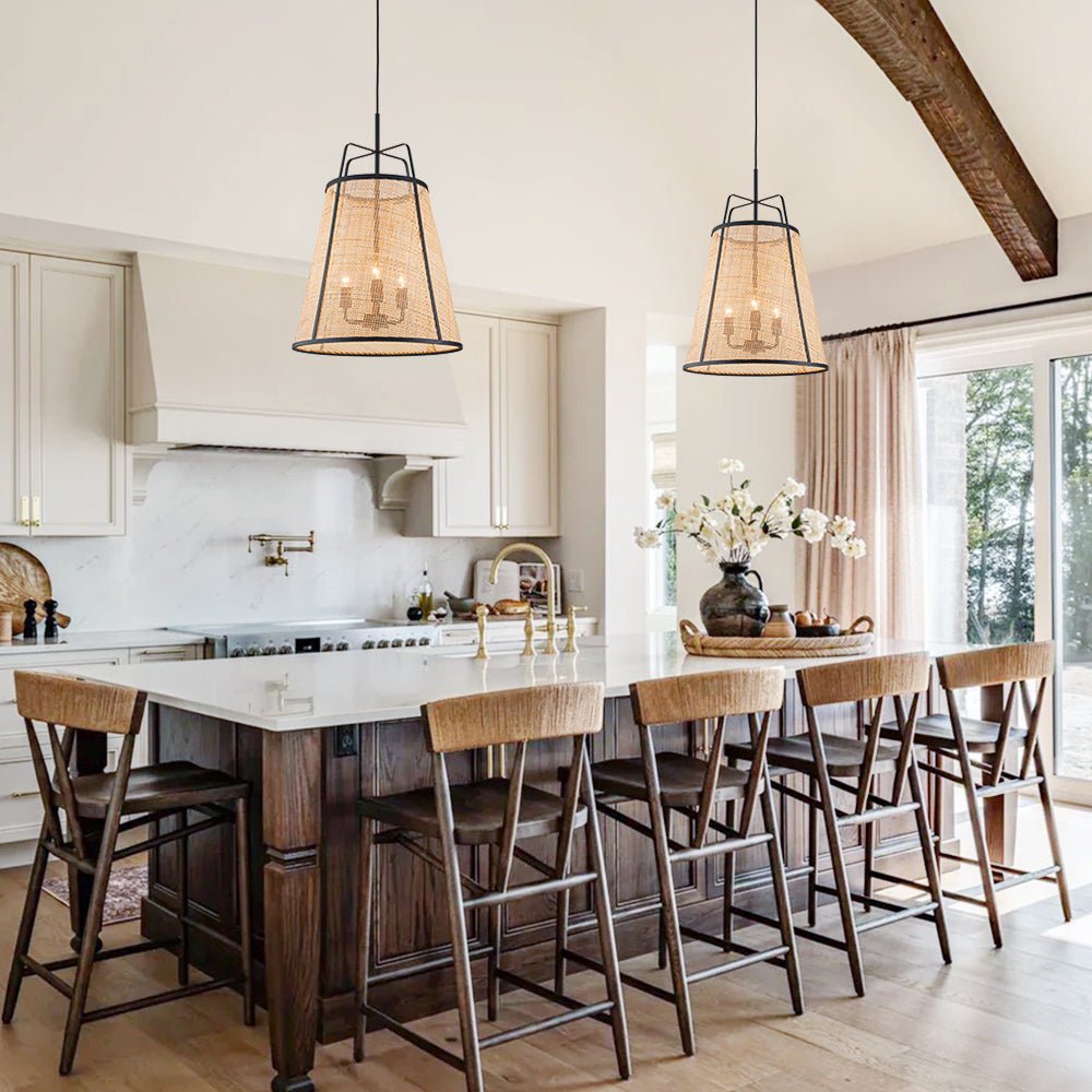 Pendantlightie - Boho 3 - Light Conical Hollowed Rattan Hand Woven Tapered Pendant - Pendants - Medium -