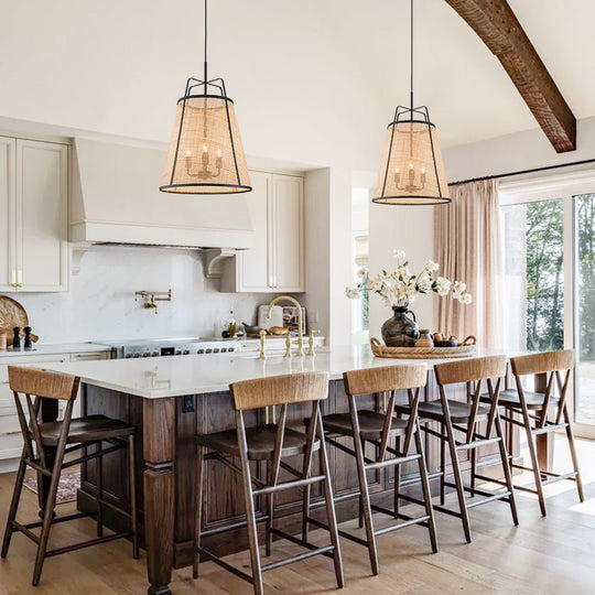 Pendantlightie - Boho 3 - Light Conical Hollowed Rattan Hand Woven Tapered Pendant - Pendants - Medium -