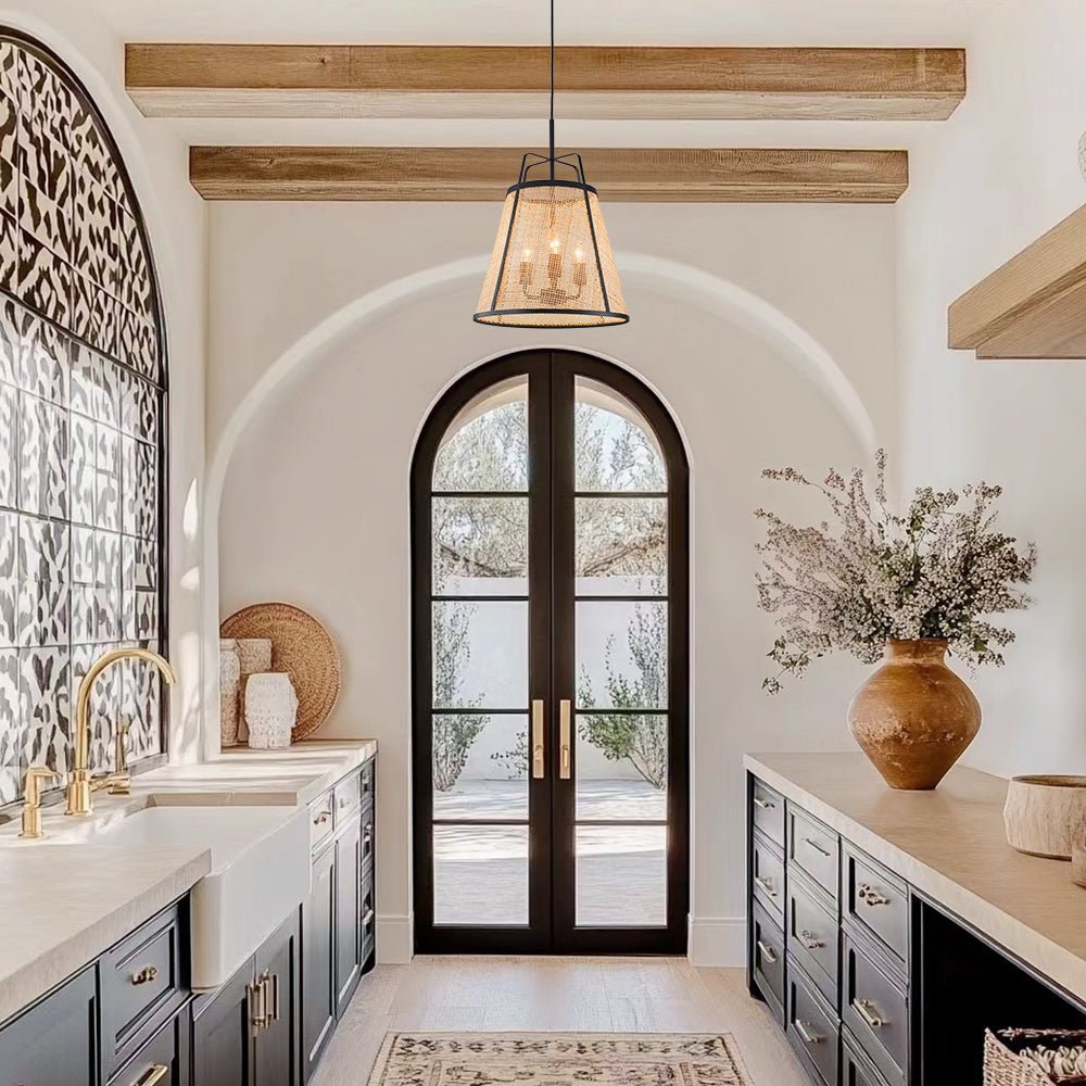 Pendantlightie - Boho 3 - Light Conical Hollowed Rattan Hand Woven Tapered Pendant - Pendants - Medium -