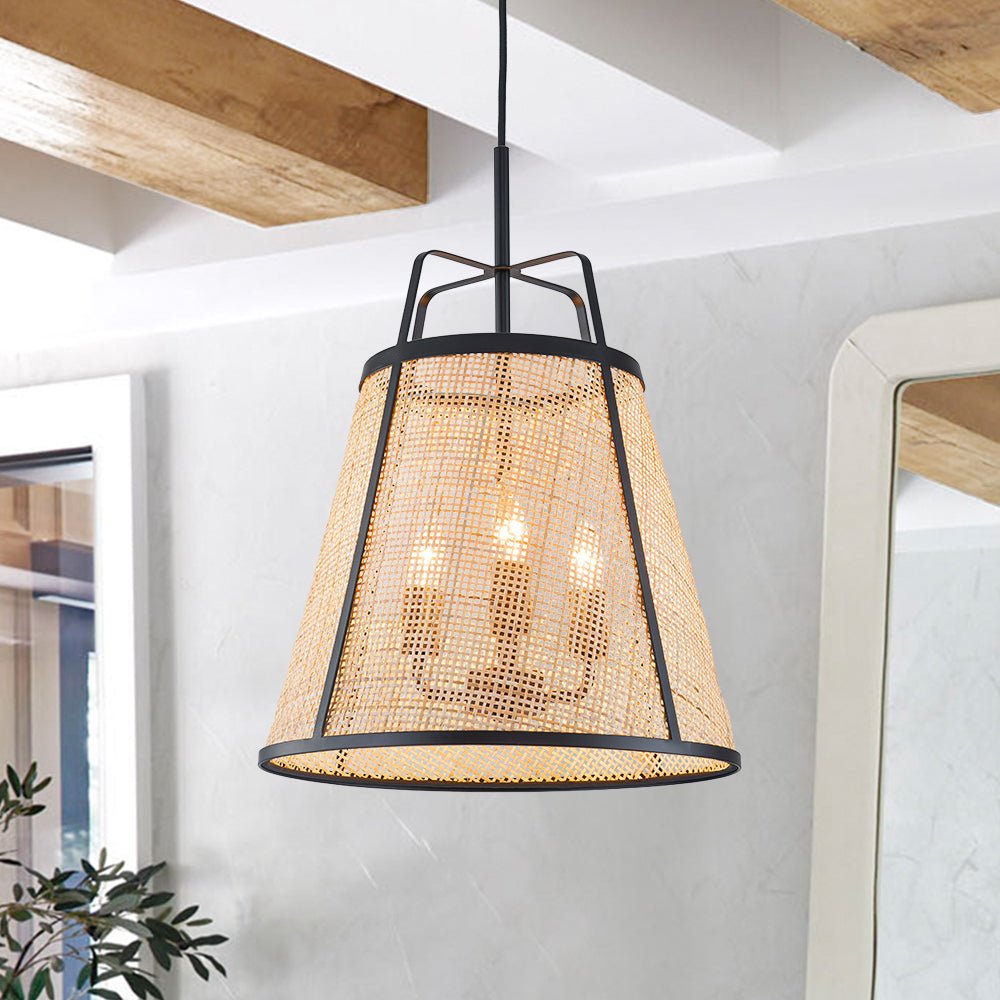 Pendantlightie - Boho 3 - Light Conical Hollowed Rattan Hand Woven Tapered Pendant - Pendants - Small -