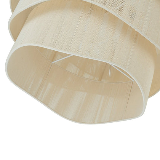 Pendantlightie - Boho 6 - Light Rope Tiered Drum Woven Chandelier - Chandeliers - Beige -