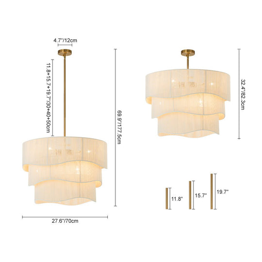 Pendantlightie - Boho 6 - Light Rope Tiered Drum Woven Chandelier - Chandeliers - Beige -