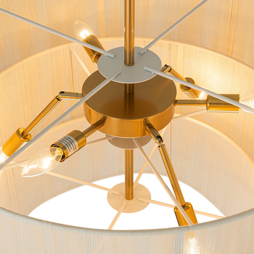 Pendantlightie - Boho 6 - Light Rope Tiered Drum Woven Chandelier - Chandeliers - Beige -