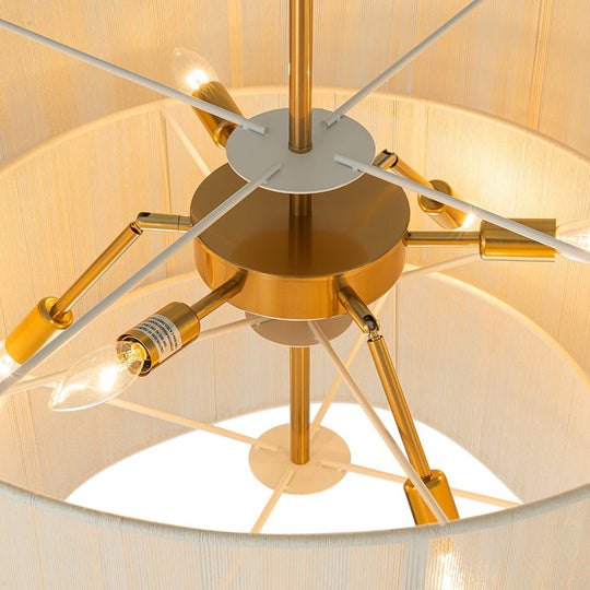 Pendantlightie - Boho 6 - Light Rope Tiered Drum Woven Chandelier - Chandeliers - Beige -