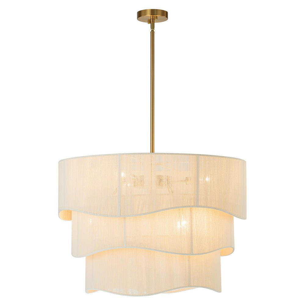 Pendantlightie - Boho 6 - Light Rope Tiered Drum Woven Chandelier - Chandeliers - Beige -