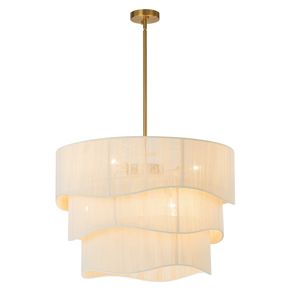 Pendantlightie - Boho 6 - Light Rope Tiered Drum Woven Chandelier - Chandeliers - Beige -