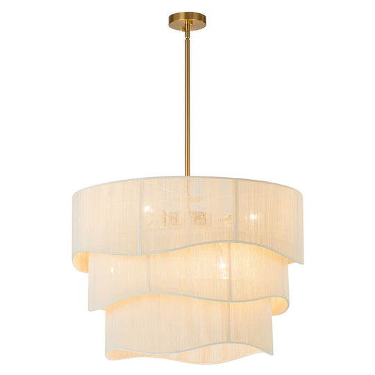 Pendantlightie - Boho 6 - Light Rope Tiered Drum Woven Chandelier - Chandeliers - Beige -