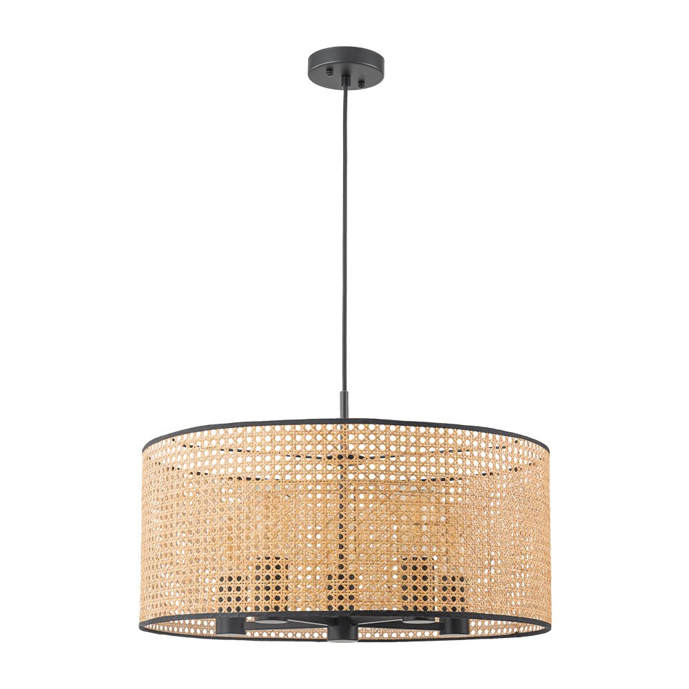 Pendantlightie - Boho Hollowed Rattan Hand Woven Drum Chandelier - Chandeliers - 3Lt -