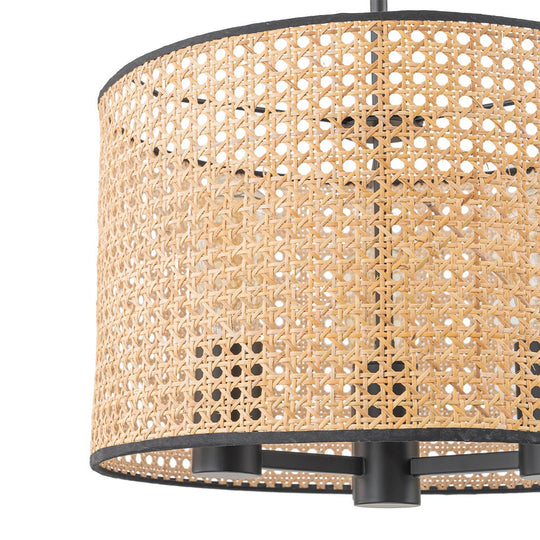 Pendantlightie - Boho Hollowed Rattan Hand Woven Drum Chandelier - Chandeliers - 3Lt -