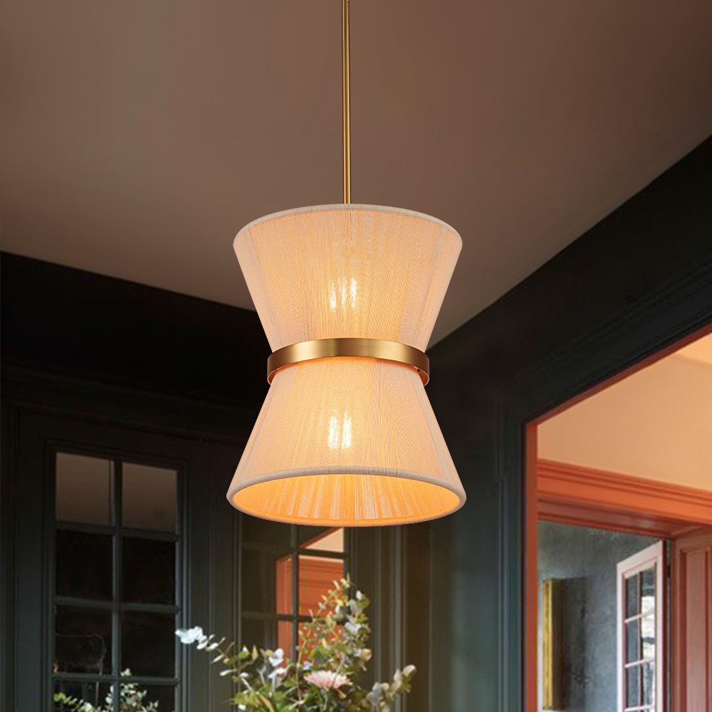 Pendantlightie-Boho Ivory Rope Drum Pendant Light-Pendants-2Lt-