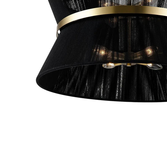 Pendantlightie-Boho Ivory Rope Drum Pendant Light-Pendants-8Lt-Black