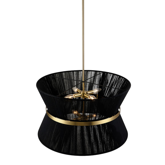 Pendantlightie-Boho Ivory Rope Drum Pendant Light-Pendants-8Lt-Black