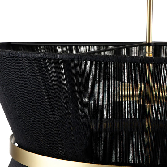 Pendantlightie-Boho Ivory Rope Drum Pendant Light-Pendants-8Lt-Black