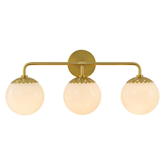 Pendantlightie - Brass 3 - Light Dewdrop Design Opal Glass Globe Wall Light - Wall Light - Brass -