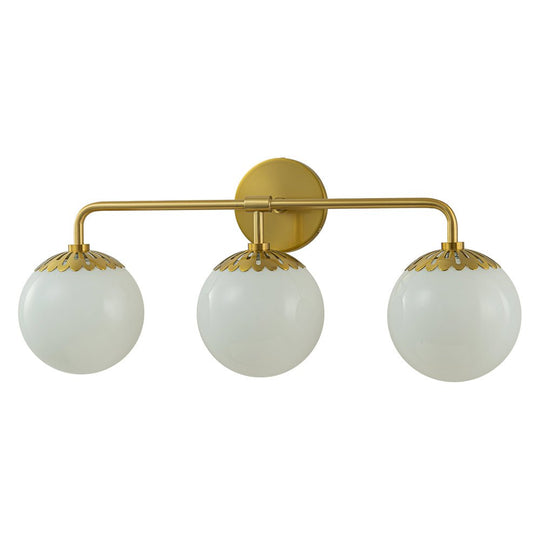 Pendantlightie - Brass 3 - Light Dewdrop Design Opal Glass Globe Wall Light - Wall Light - Brass -
