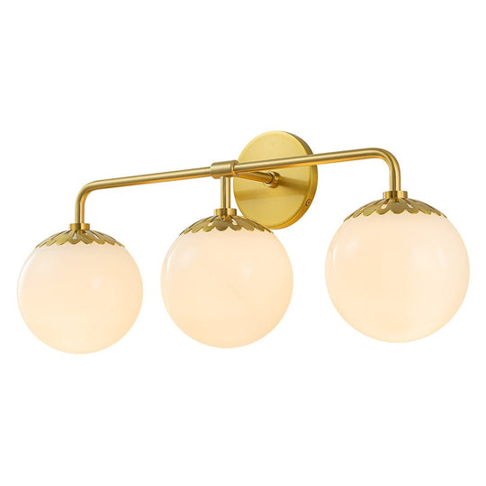 Pendantlightie - Brass 3 - Light Dewdrop Design Opal Glass Globe Wall Light - Wall Light - Brass -