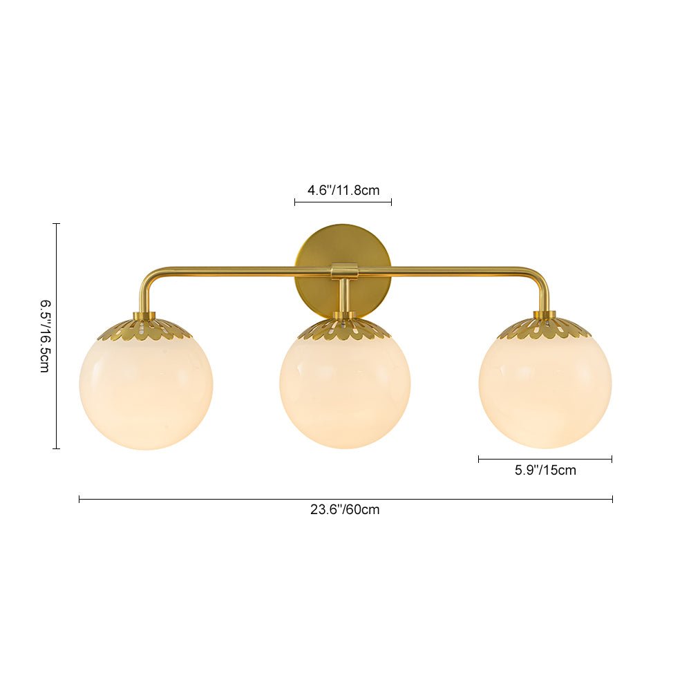 Pendantlightie - Brass 3 - Light Dewdrop Design Opal Glass Globe Wall Light - Wall Light - Brass -