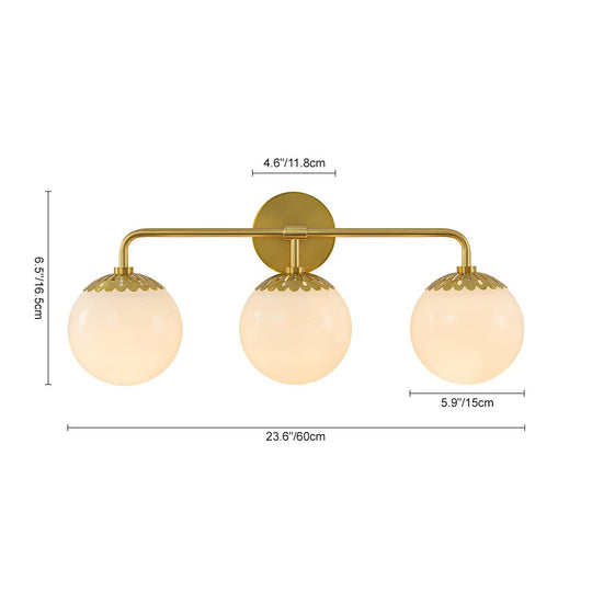 Pendantlightie - Brass 3 - Light Dewdrop Design Opal Glass Globe Wall Light - Wall Light - Brass -