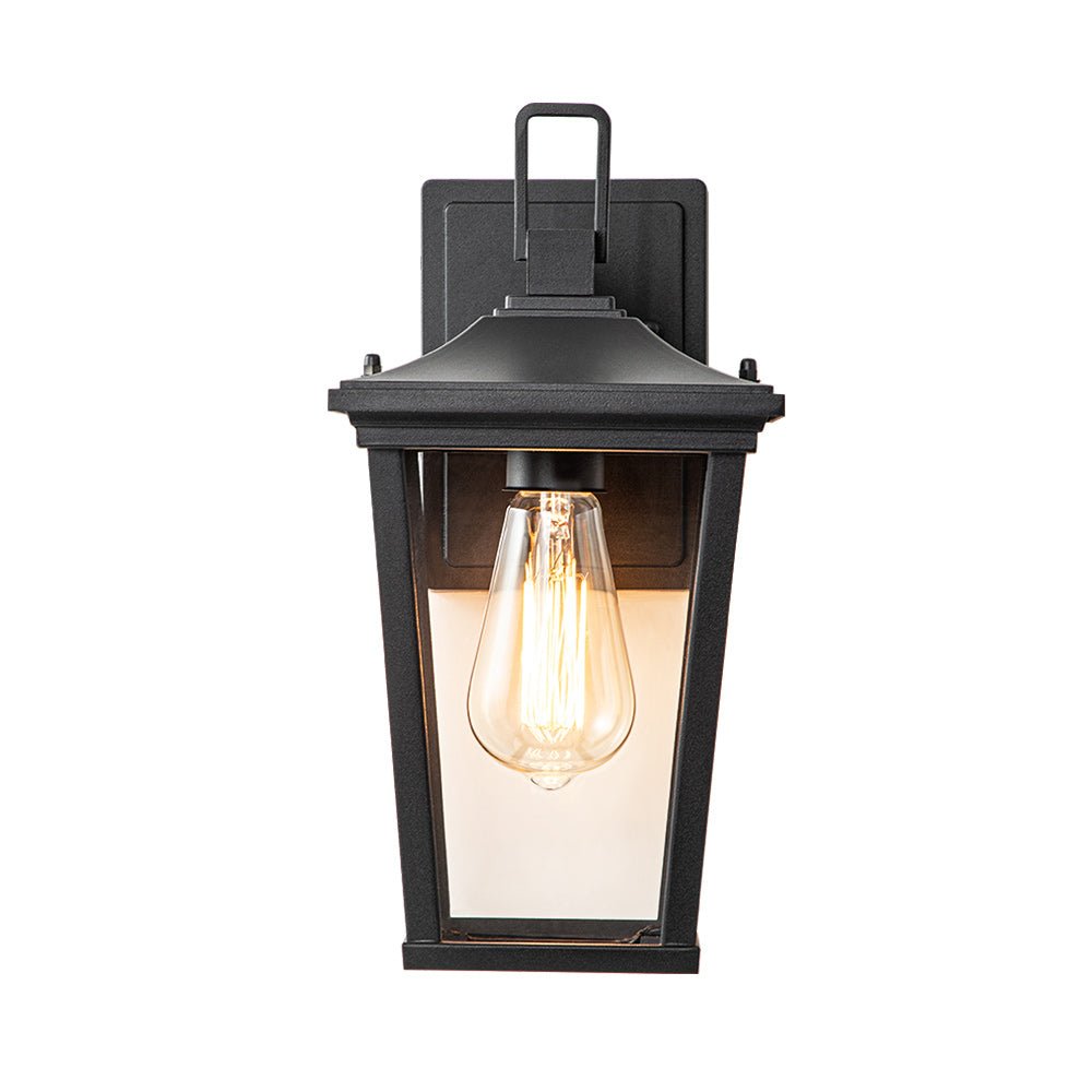 Pendantlightie - Classical 1 - Light Clear Glass Outdoor Lantern Wall Light - Outdoor Wall Light - Black -