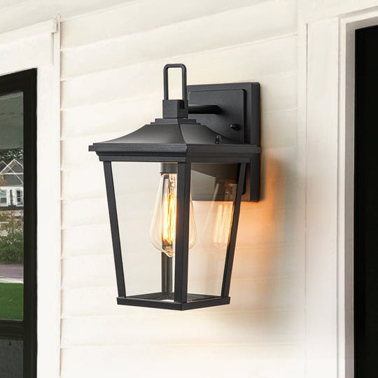 Pendantlightie - Classical 1 - Light Clear Glass Outdoor Lantern Wall Light - Outdoor Wall Light - Black -
