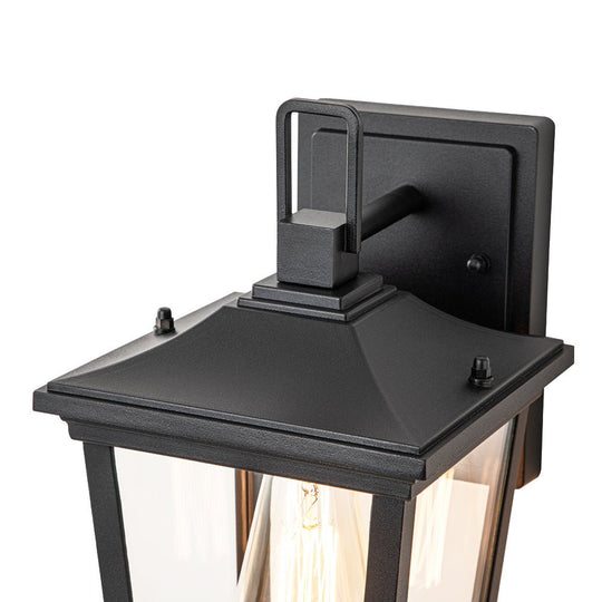Pendantlightie - Classical 1 - Light Clear Glass Outdoor Lantern Wall Light - Outdoor Wall Light - Black -