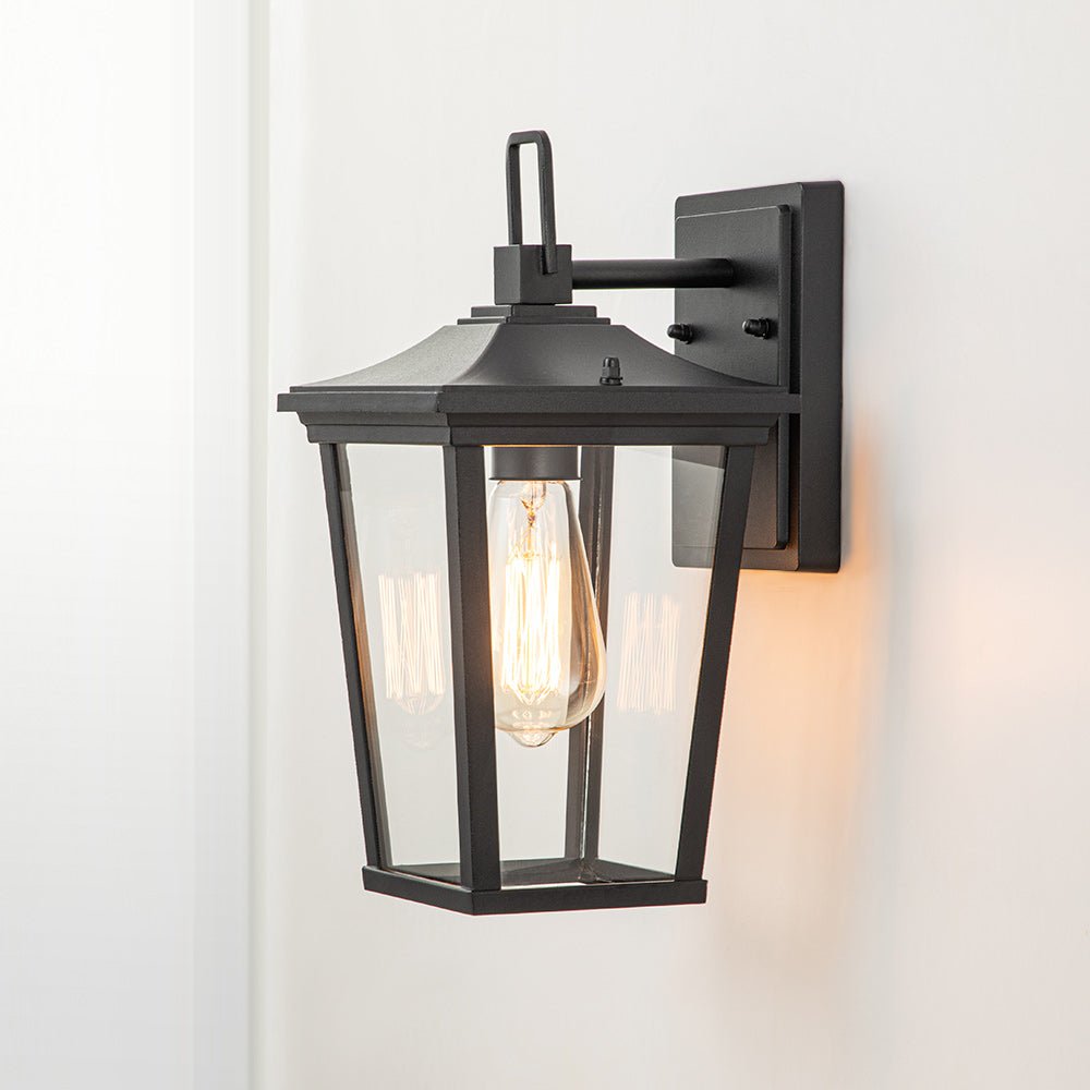 Pendantlightie - Classical 1 - Light Clear Glass Outdoor Lantern Wall Light - Outdoor Wall Light - Black -