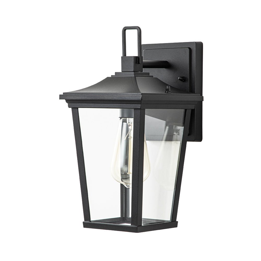 Pendantlightie - Classical 1 - Light Clear Glass Outdoor Lantern Wall Light - Outdoor Wall Light - Black -