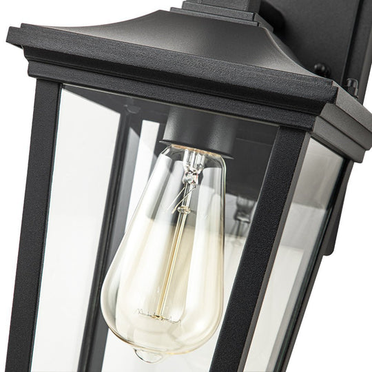 Pendantlightie - Classical 1 - Light Clear Glass Outdoor Lantern Wall Light - Outdoor Wall Light - Black -
