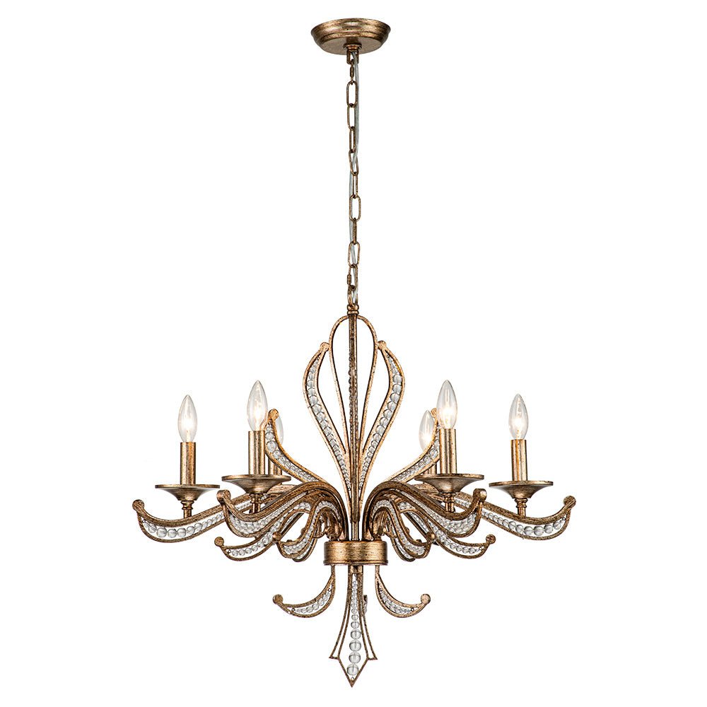 Pendantlightie - Classical French 6 - Light Retro Candle Style Crystal Chandelier - Chandeliers - Antique Bronze -