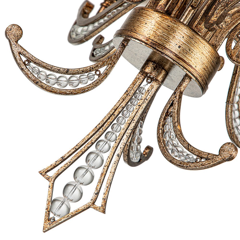 Pendantlightie - Classical French 6 - Light Retro Candle Style Crystal Chandelier - Chandeliers - Antique Bronze -