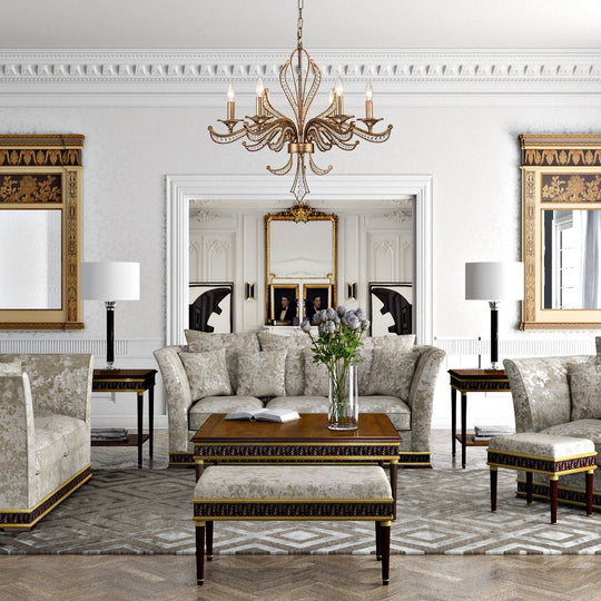 Pendantlightie - Classical French 6 - Light Retro Candle Style Crystal Chandelier - Chandeliers - Antique Bronze -