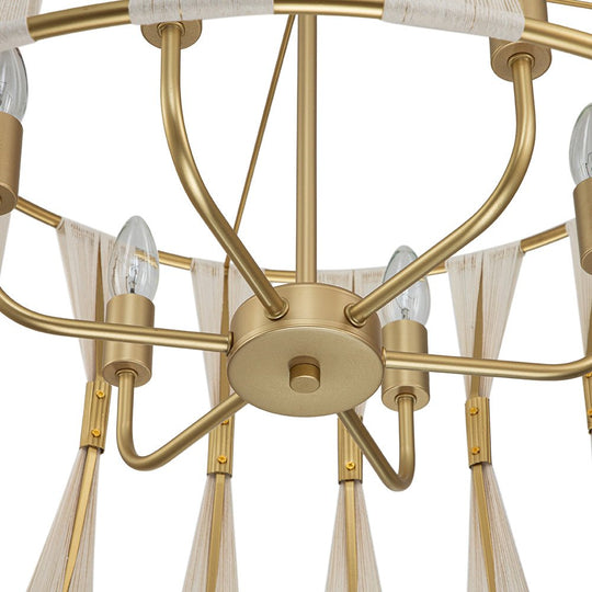 Pendantlightie - Coastal 6 - Light Boho Ivory Hourglass Drum Woven Chandelier - Chandeliers - Black -