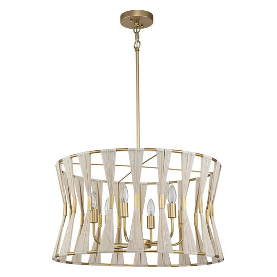 Pendantlightie - Coastal 6 - Light Boho Ivory Hourglass Drum Woven Chandelier - Chandeliers - Black -